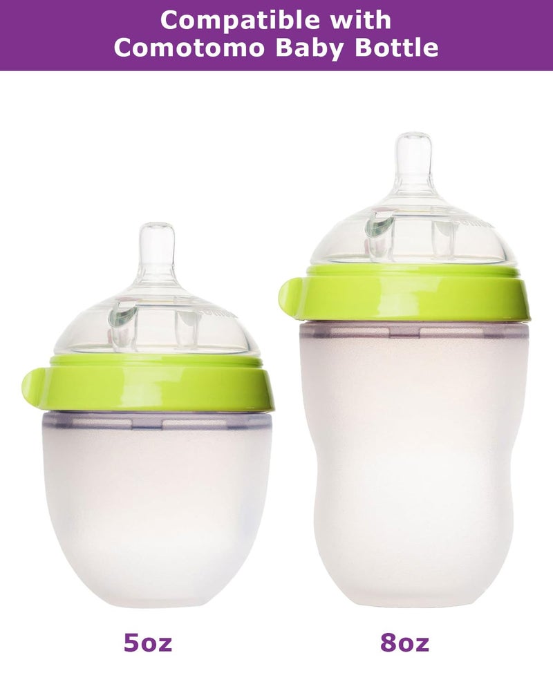 joyfeed Sippy Straw Cup Nipples for Comotomo Baby Bottles,Food Grade Silicone Straw Top，Variable Flow Soft Nipple，6m+,4-Count - Image 3
